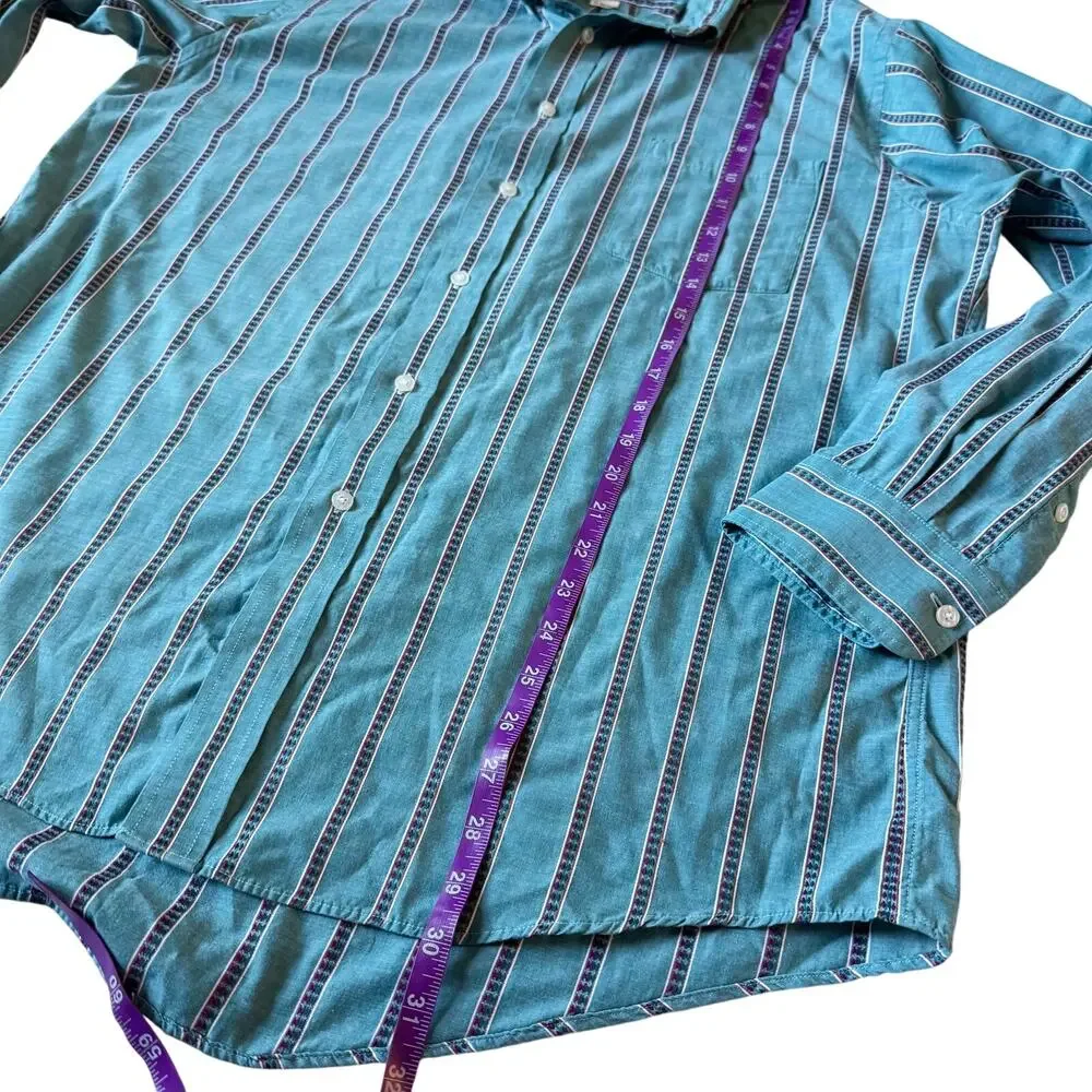 Sears Roebuck Vintage Button Down Shirt Men's 17 34/35 Blue Western Retro‎